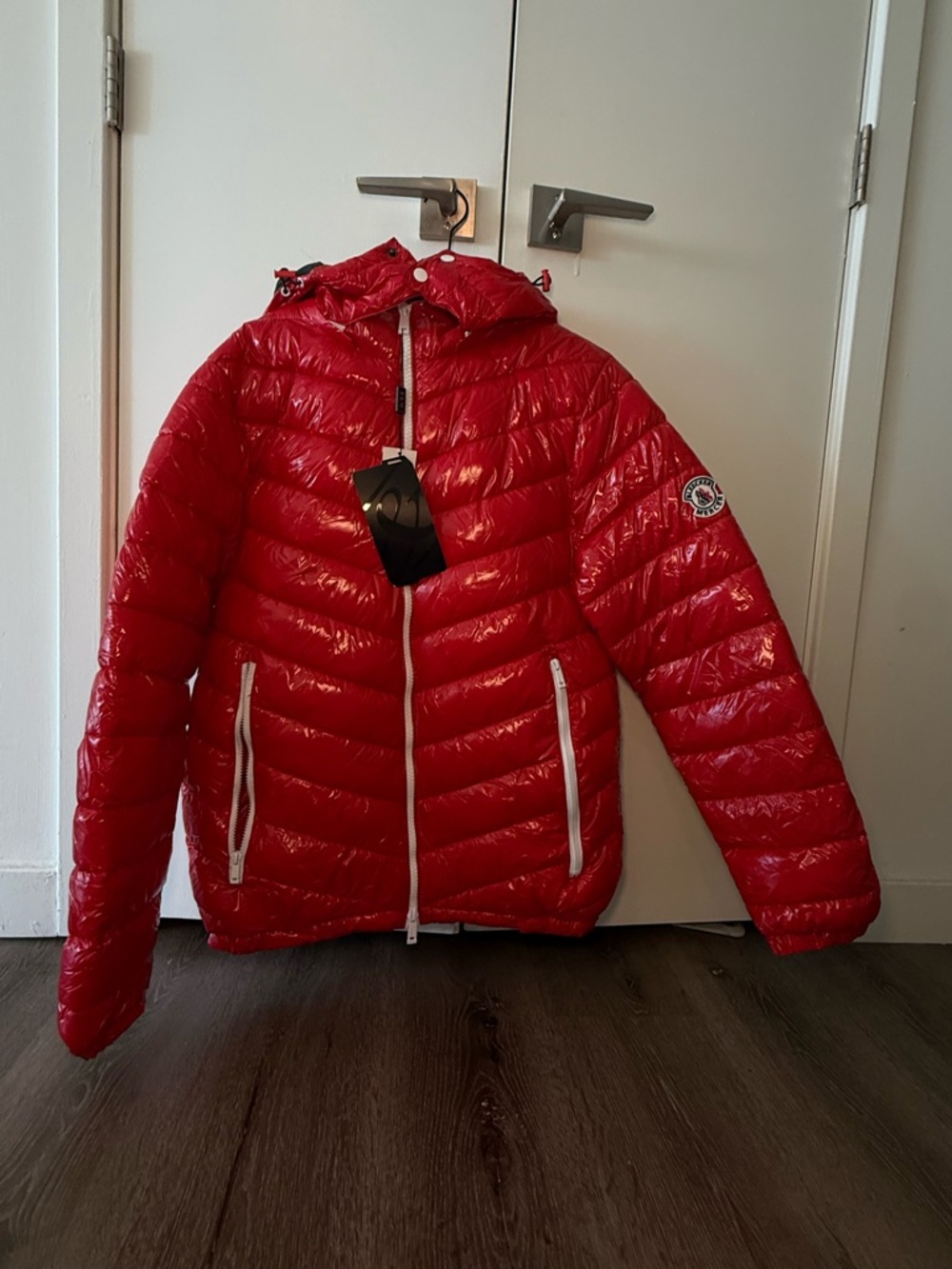 Red Quilted Puffer Jacket with Hood